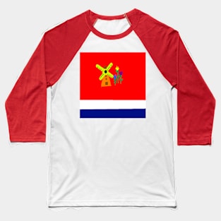 Sporty Netherlands Design on Red Background Baseball T-Shirt